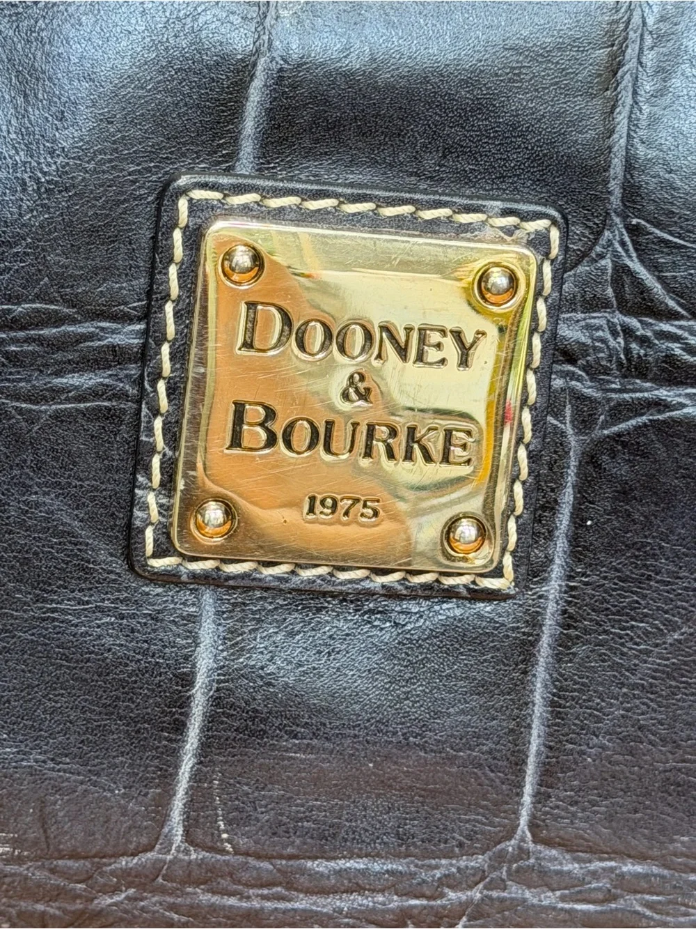 Dooney & Bourke Luxe Y2K Vintage Soft Croc Medium Chiara Drawstring Tote Black